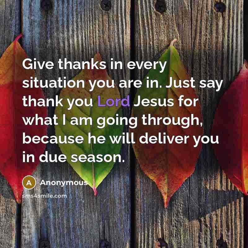 “Give thanks in every situation you are in. Just say…” quote by Anonymous