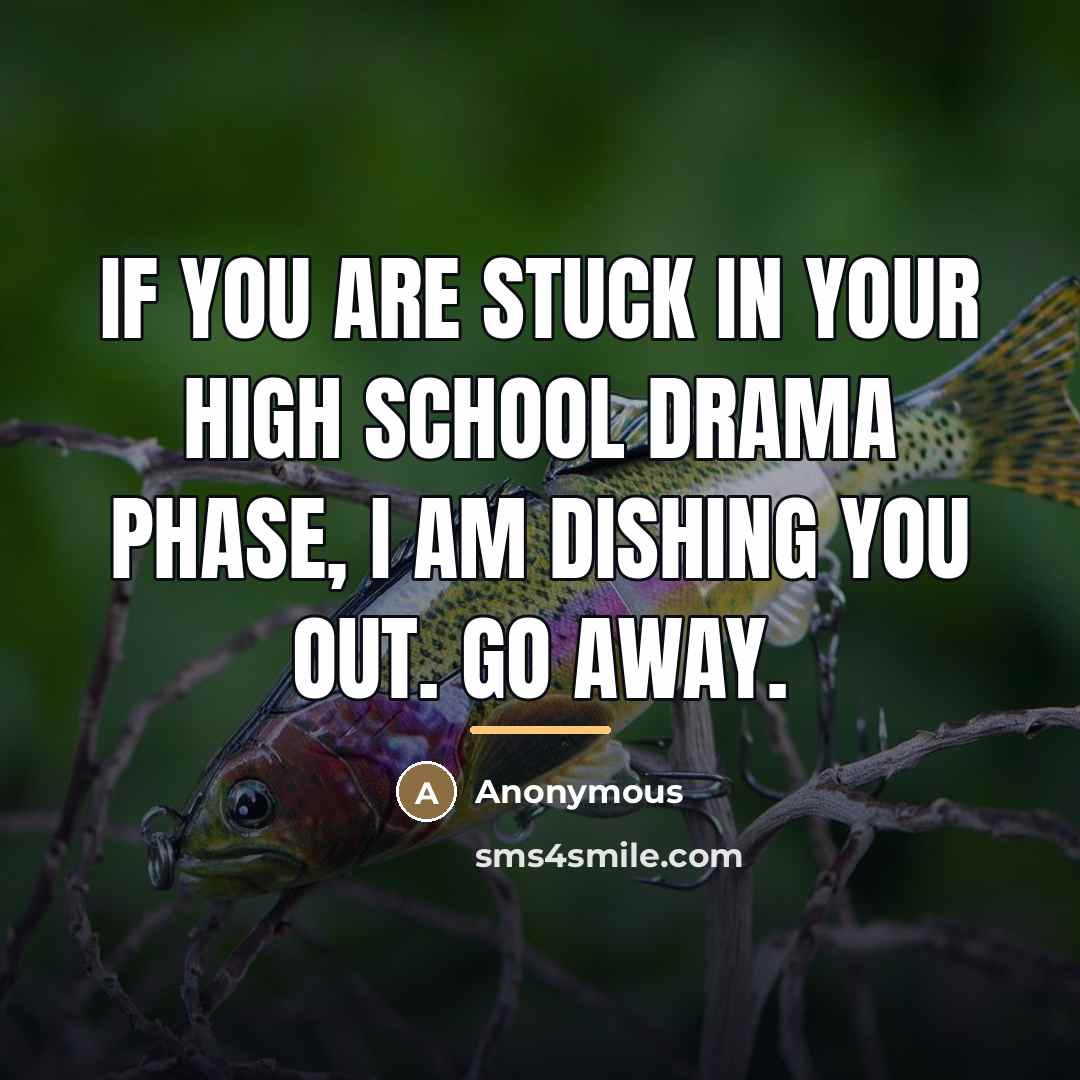 “If you are stuck in your high school drama phase, I am dishing you out. Go away.” quote by Anonymous