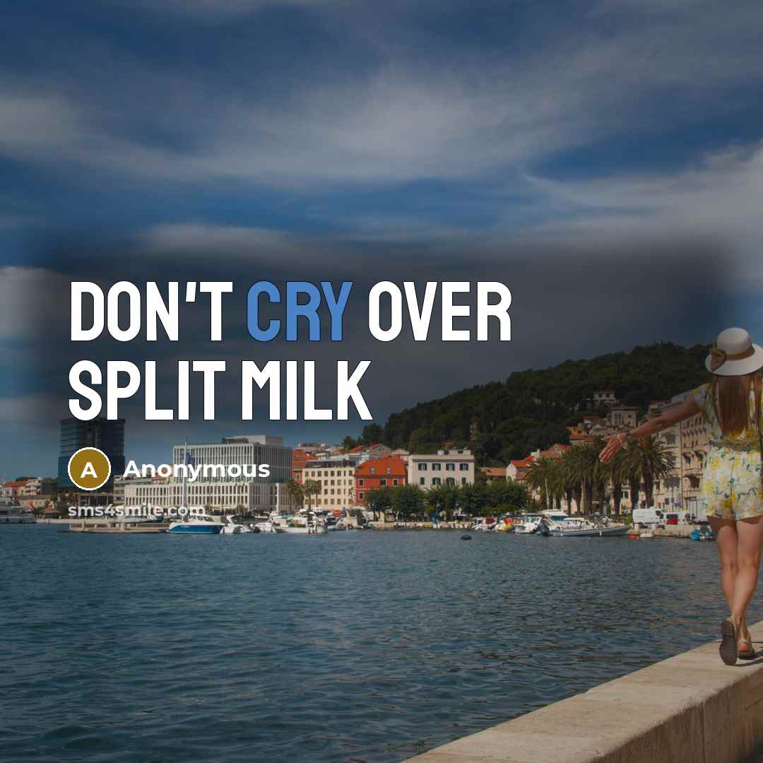 “Don't cry over split milk” quote by Anonymous