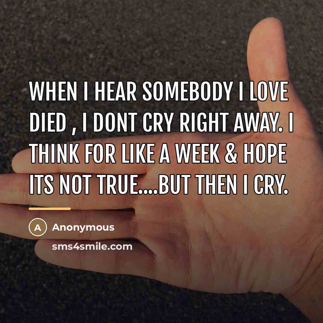 “When I hear somebody I love died , I dont…” quote by Anonymous