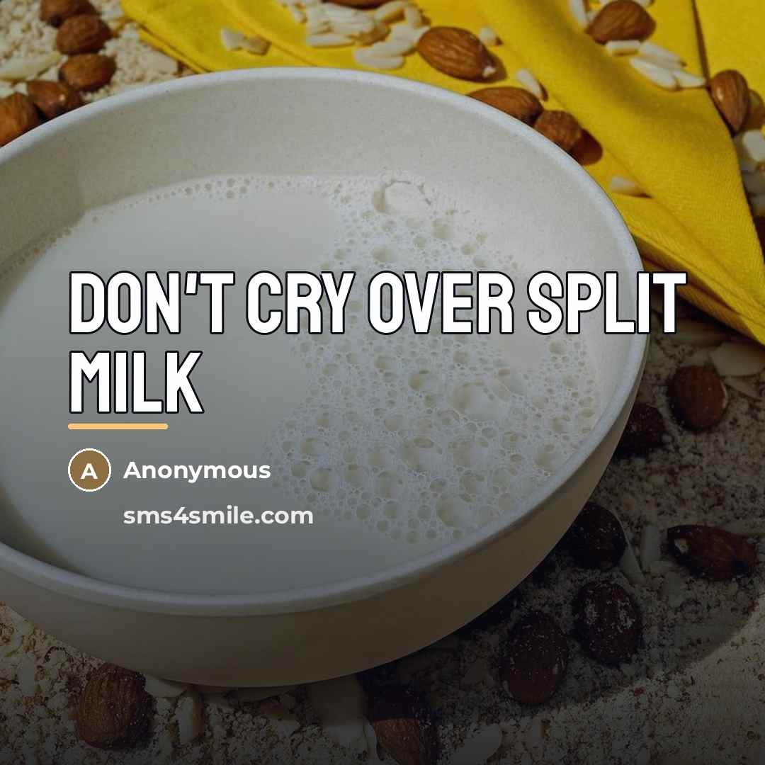 “Don't cry over split milk…” quote by Anonymous