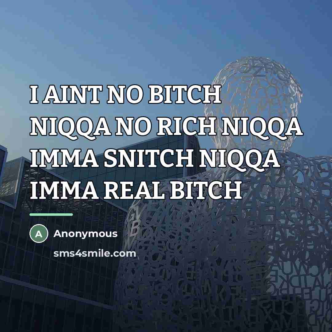 “I AINT NO BITCH NIQQA NO RICH NIQQA IMMA SNITCH…” quote by Anonymous