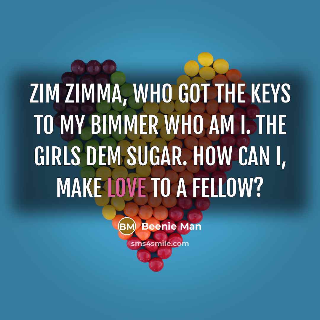 “Zim zimma, who got the keys to my bimmer who…” quote by Beenie Man