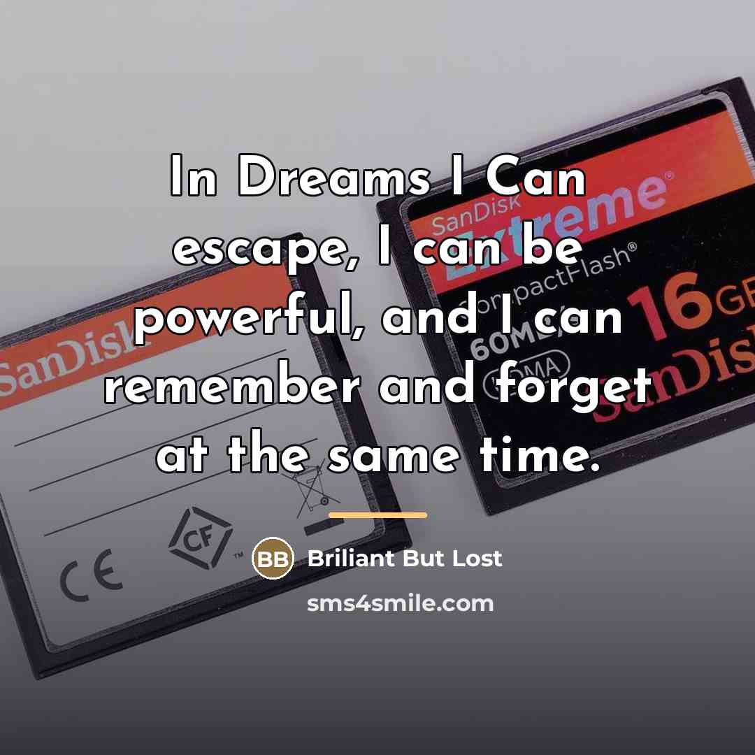 “In Dreams I Can escape, I can be powerful, and…” quote by Briliant But Lost