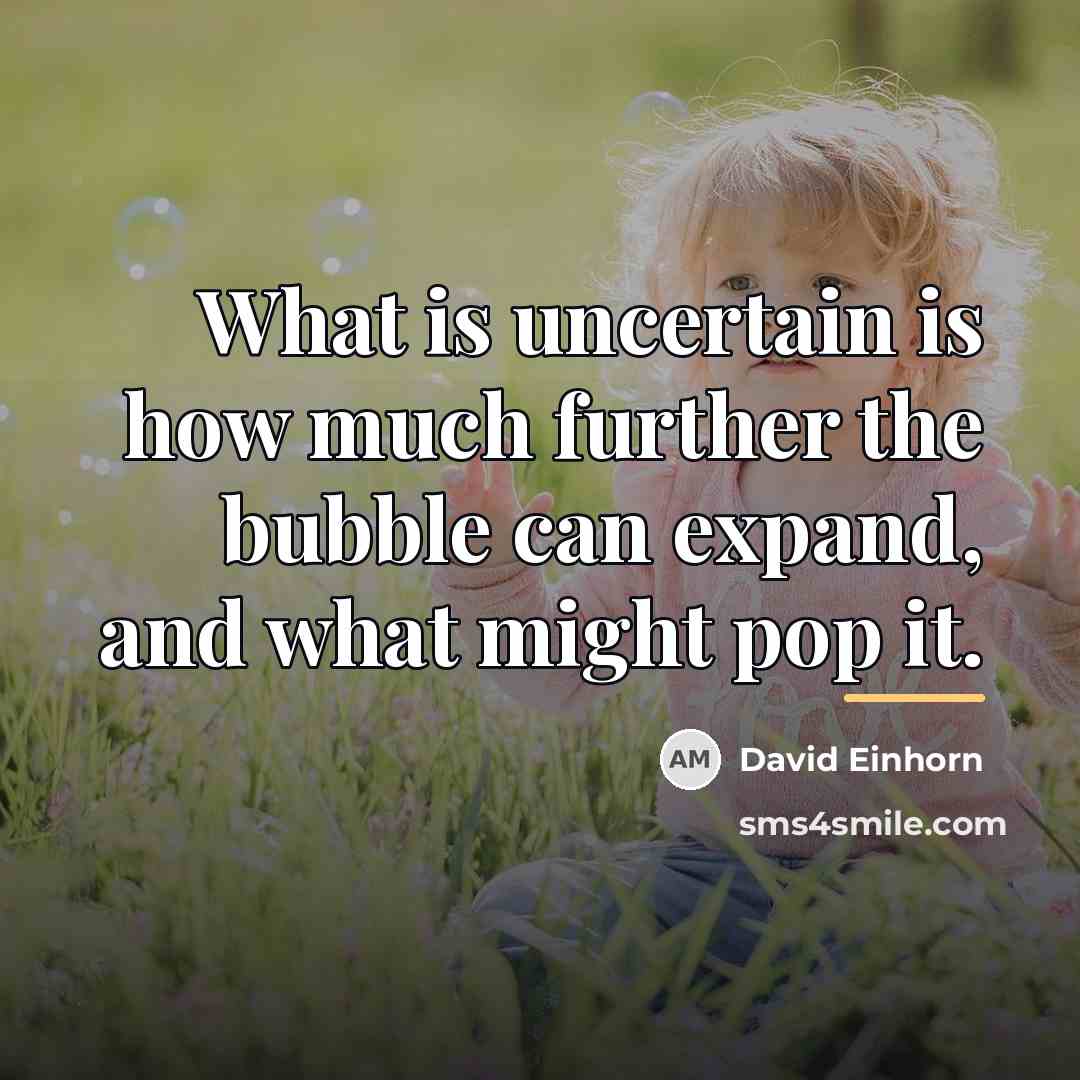 “What is uncertain is how much further the bubble can…” quote by David Einhorn