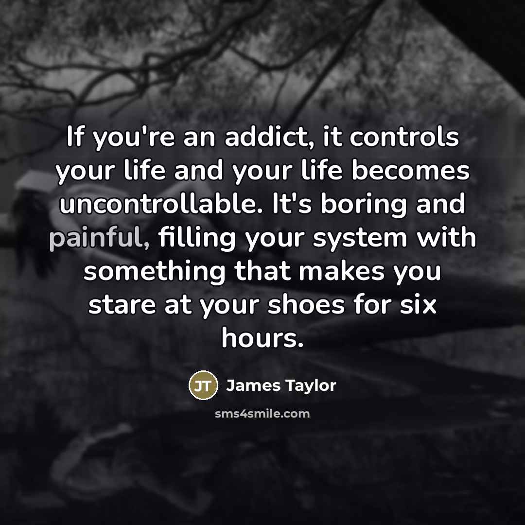 “If you're an addict, it controls your life and your…” quote by James Taylor