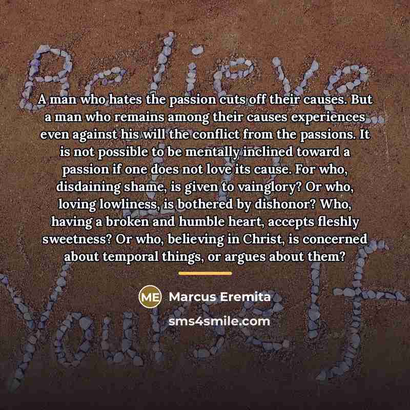 “A man who hates the passion cuts off their causes.…” quote by Marcus Eremita
