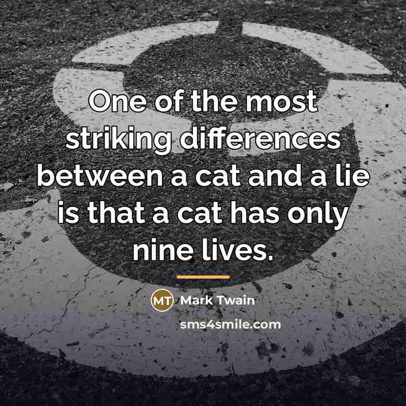 “One of the most striking differences between a cat and…” quote by Mark Twain