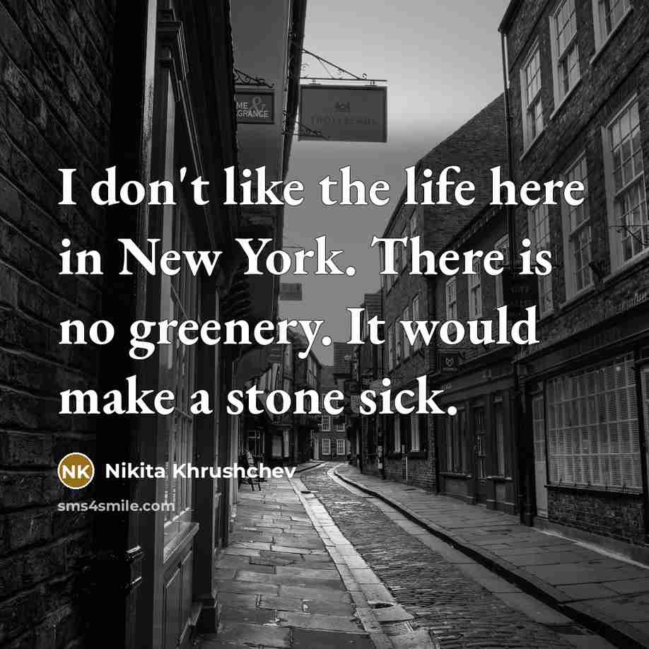 “I don't like the life here in New York. There…” quote by Nikita Khrushchev