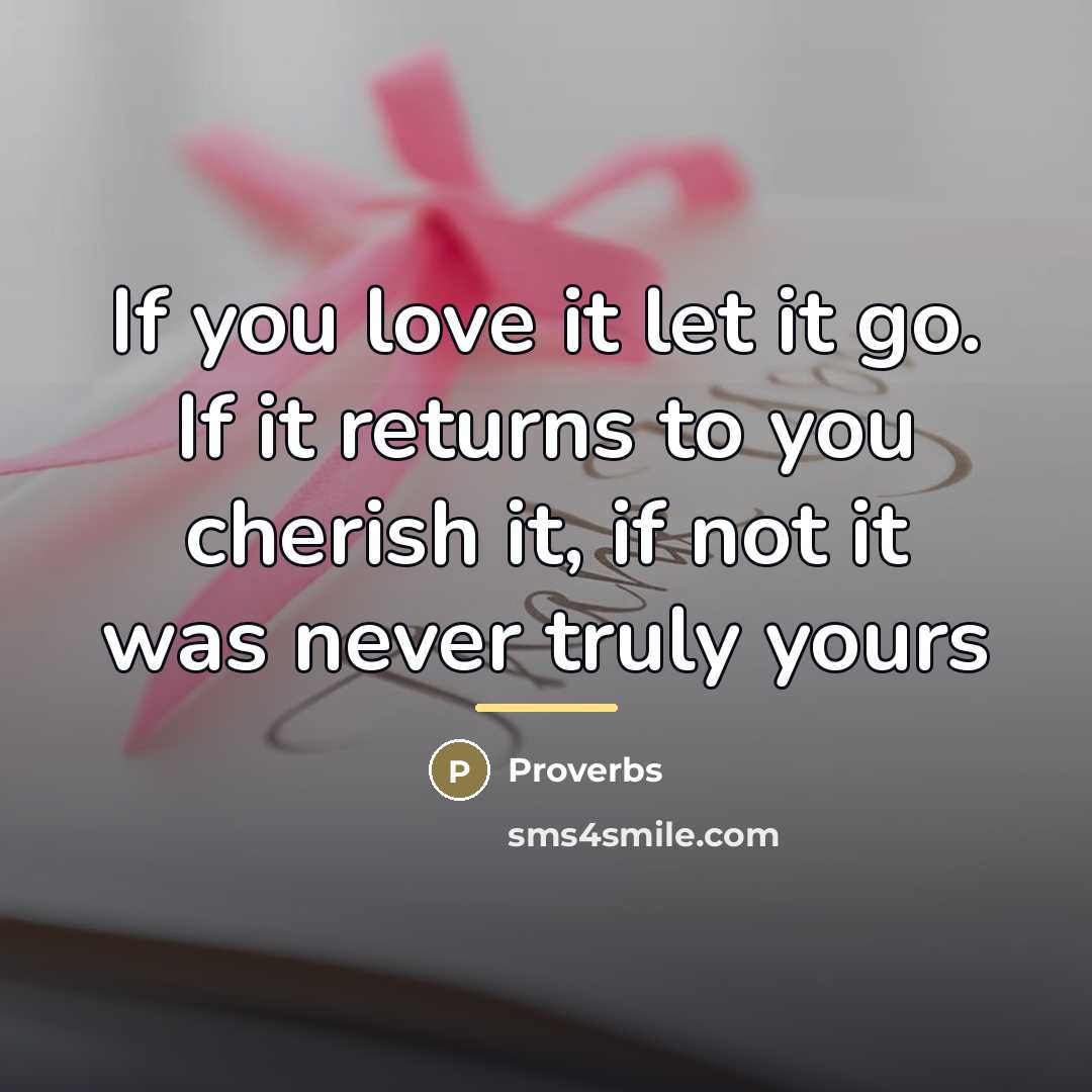 “If you love it let it go. If it returns…” quote by Proverbs