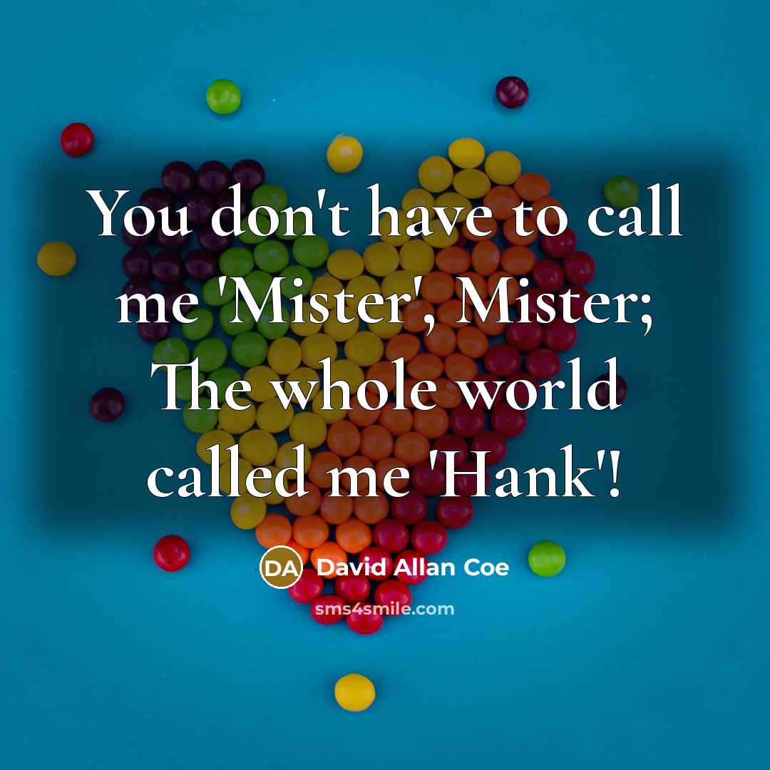 “You don't have to call me 'Mister', Mister; The whole…” quote by David Allan Coe