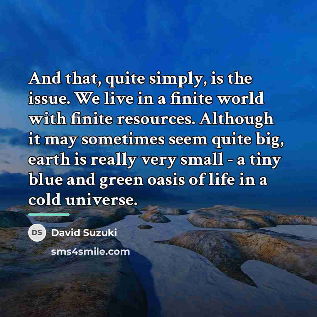 “And that, quite simply, is the issue. We live in…” quote by David Suzuki