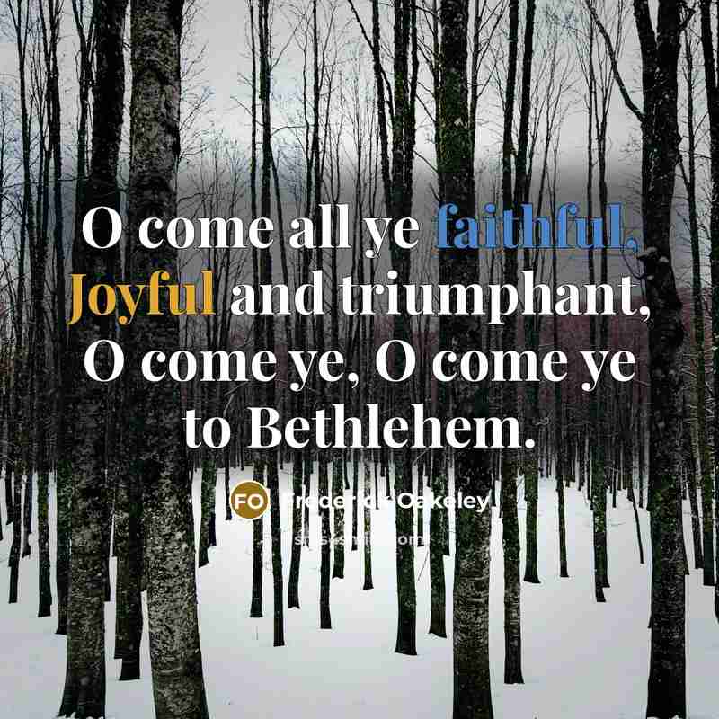 “O come all ye faithful, Joyful and triumphant, O come ye, O come ye to Bethlehem.” quote by Frederick Oakeley