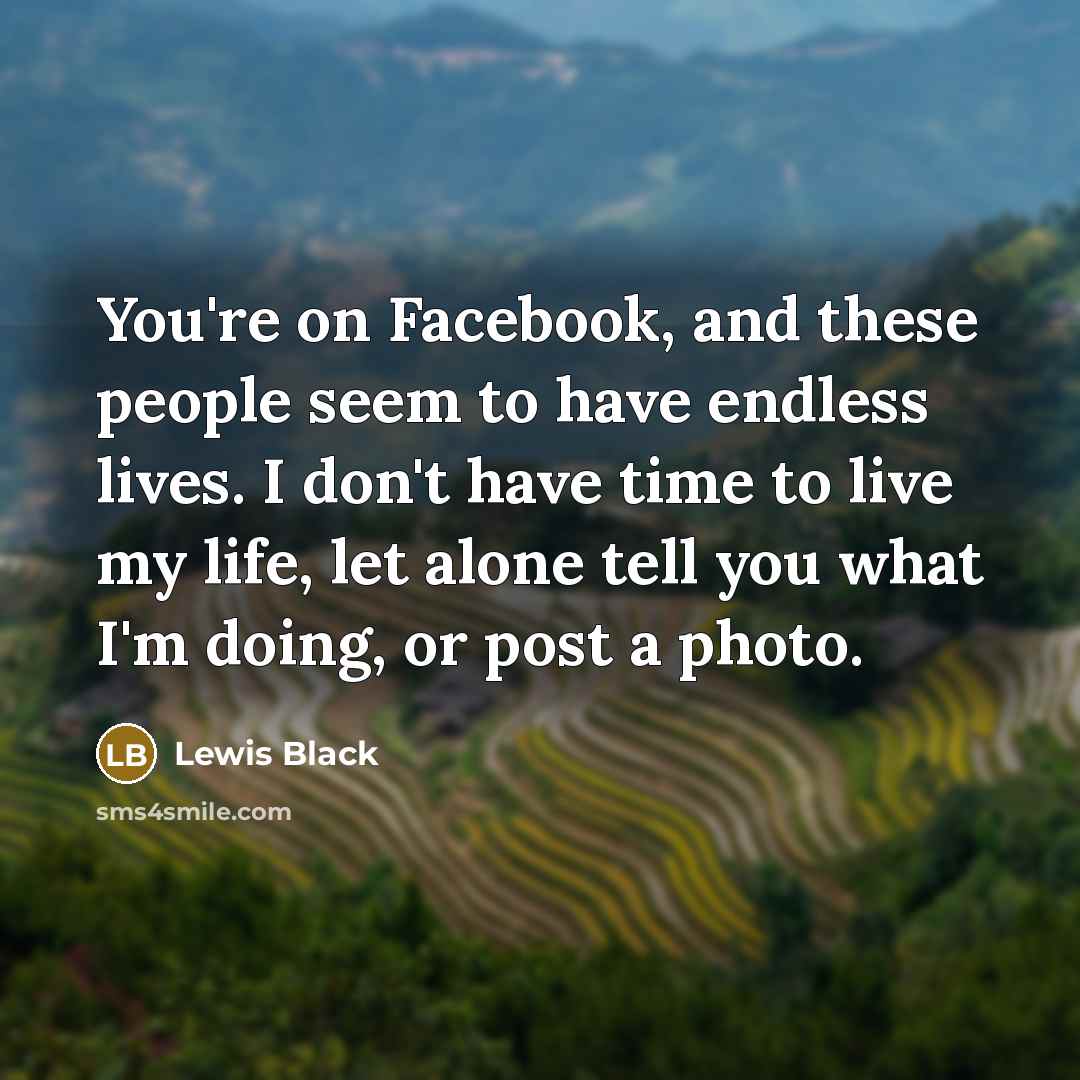 “You're on Facebook, and these people seem to have endless…” quote by Lewis Black