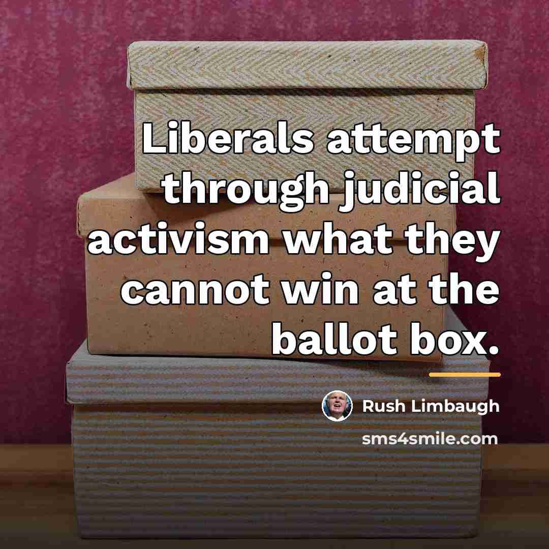 “Liberals attempt through judicial activism what they cannot win at…” quote by Rush Limbaugh
