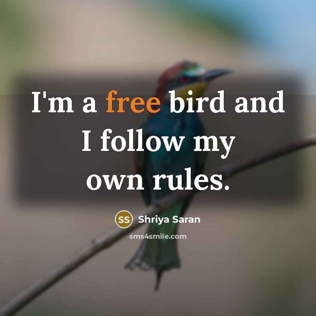 “I'm a free bird and I follow my own rules.…” quote by Shriya Saran