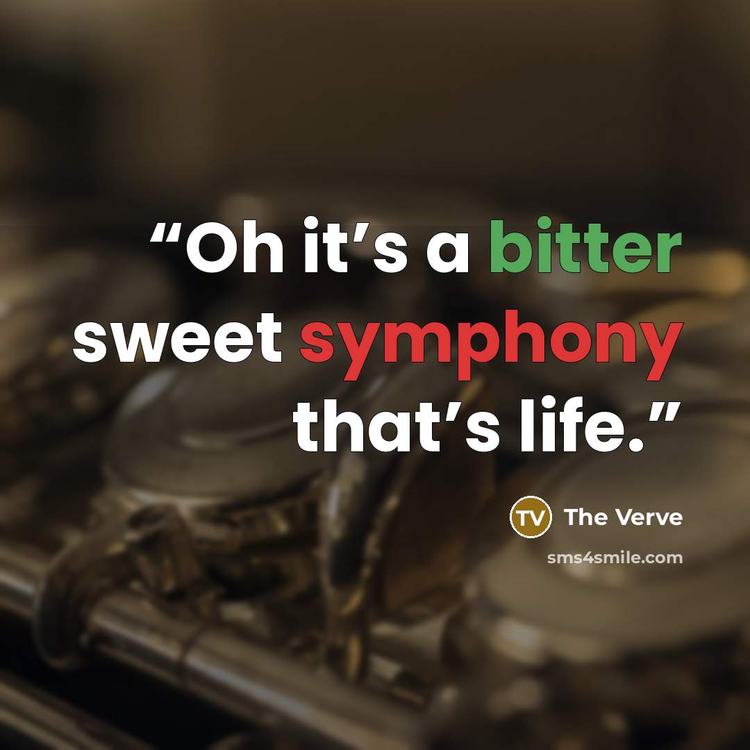 “Oh it’s a bitter sweet symphony that’s life.” quote by The Verve