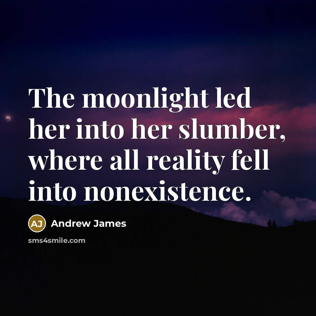 “The moonlight led her into her slumber, where all reality…” quote by Andrew James