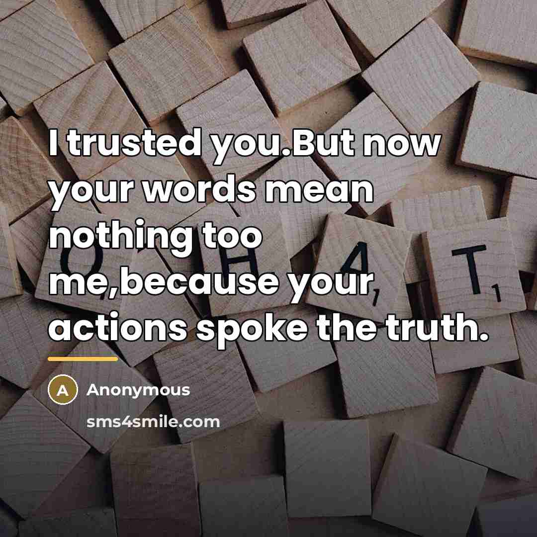 “I trusted you.But now your words mean nothing too me,because…” quote by Anonymous