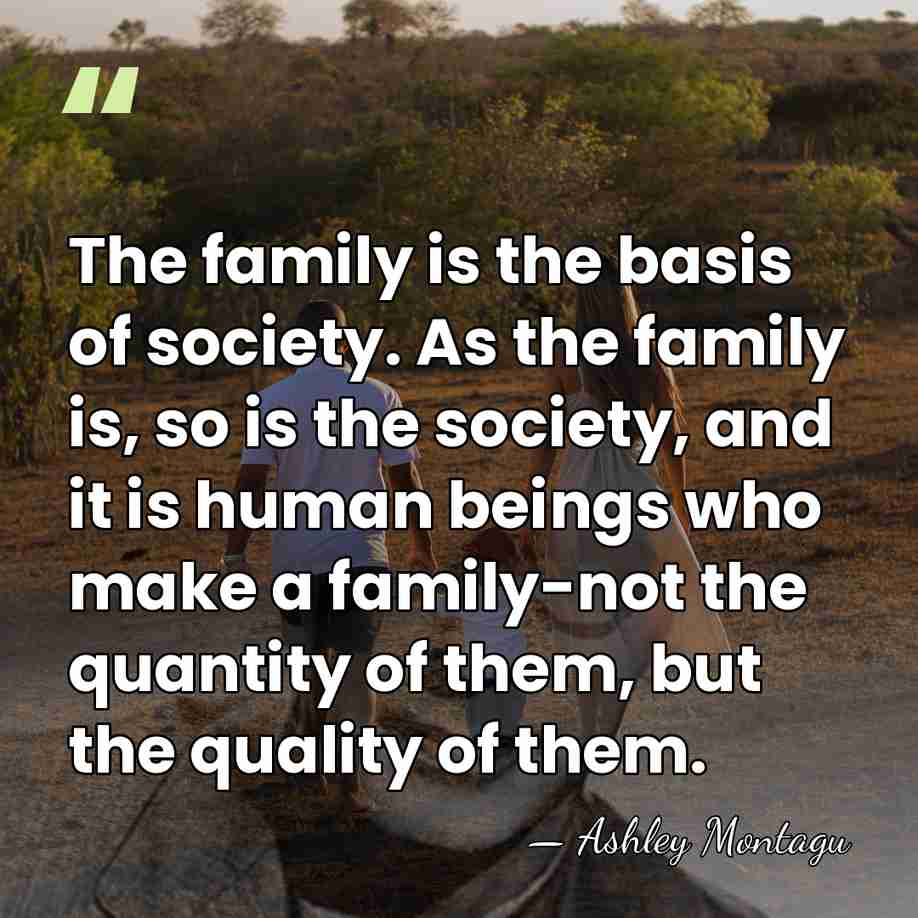 The family is the basis of society. As the family is, so&hellip; - Ashley Montagu