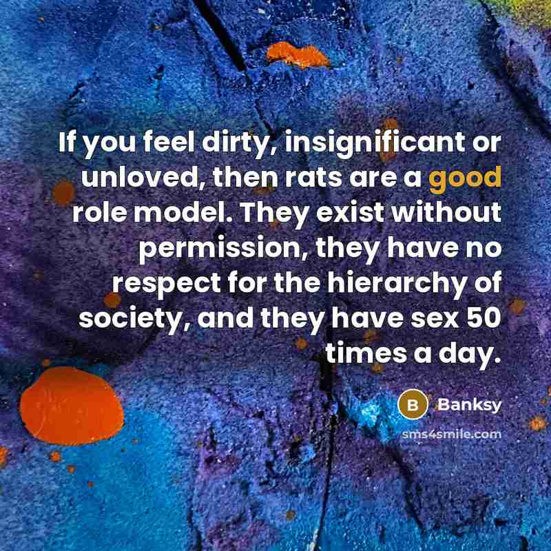 “If you feel dirty, insignificant or unloved, then rats are…” quote by Banksy