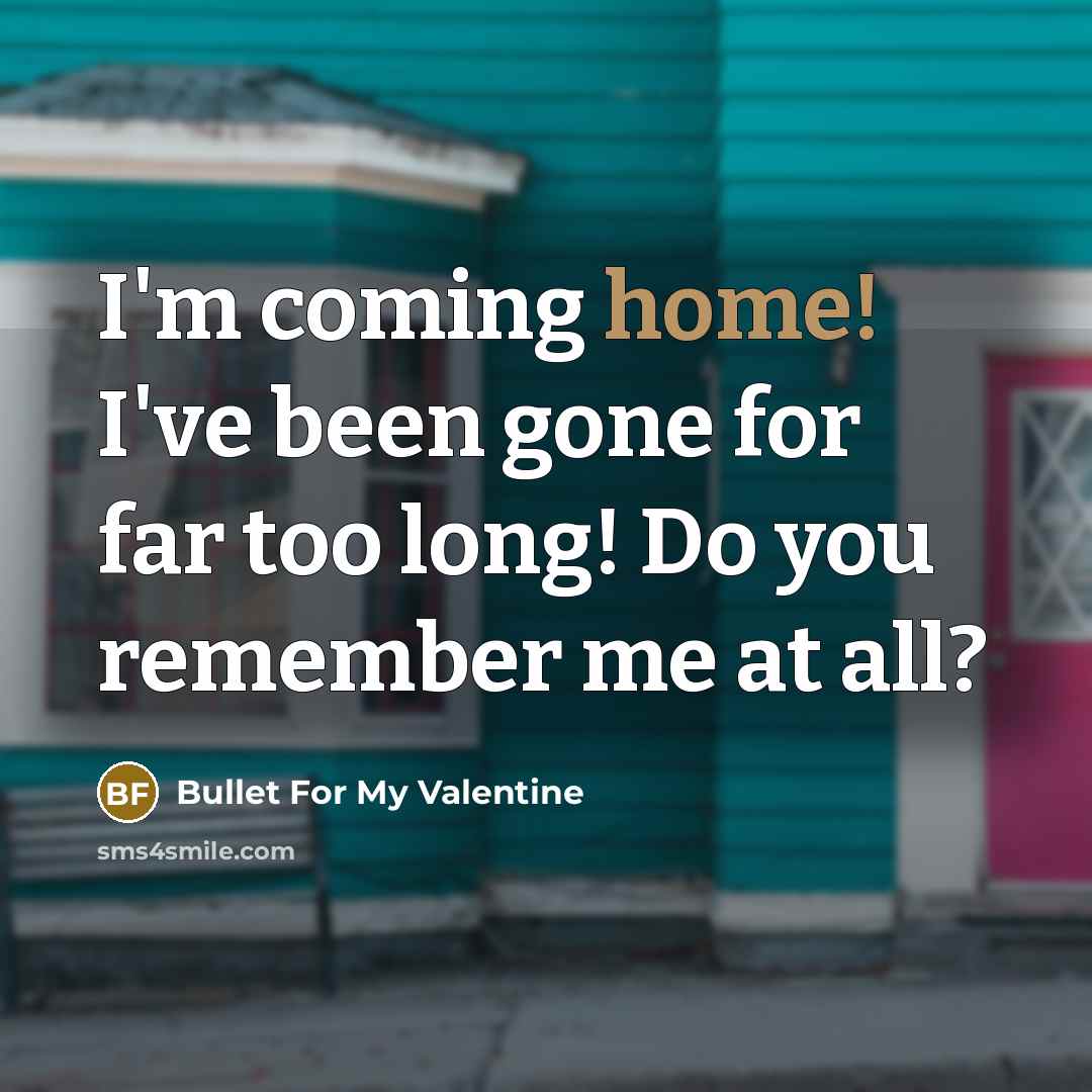 “I'm coming home! I've been gone for far too long!…” quote by Bullet For My Valentine