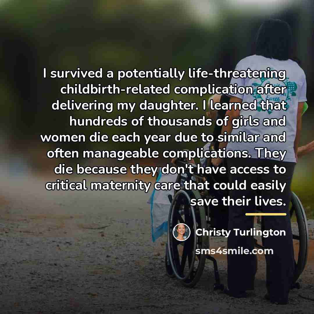 “I survived a potentially life-threatening childbirth-related complication after delivering my…” quote by Christy Turlington