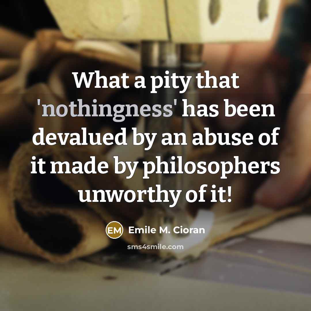 “What a pity that 'nothingness' has been devalued by an…” quote by Emile M. Cioran