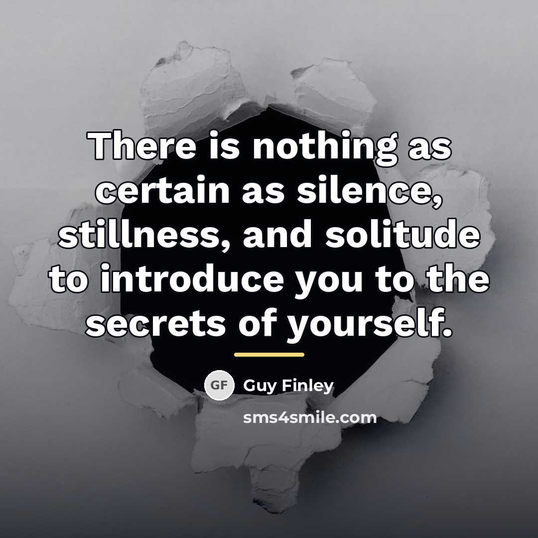 “There is nothing as certain as silence, stillness, and solitude…” quote by Guy Finley