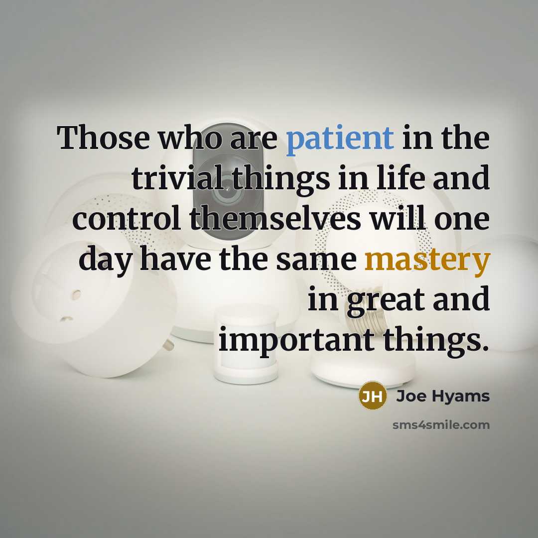 “Those who are patient in the trivial things in life…” quote by Joe Hyams