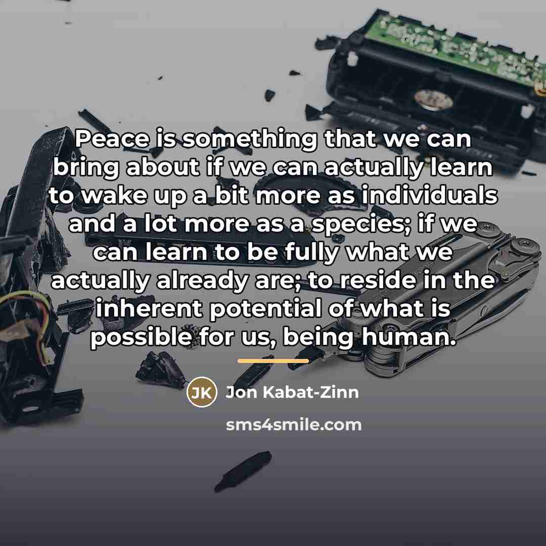“Peace is something that we can bring about if we…” quote by Jon Kabat-Zinn