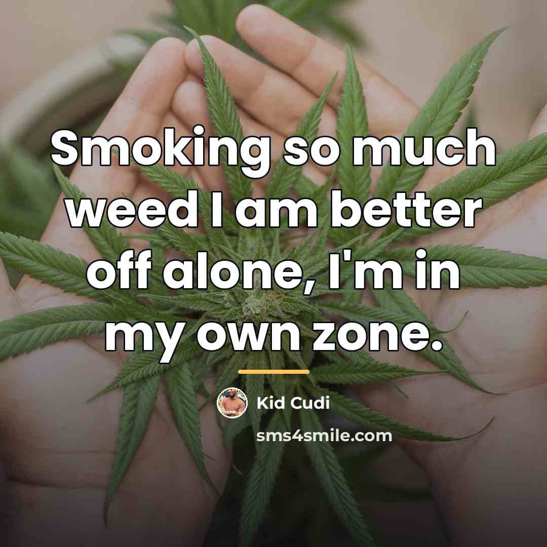 “Smoking so much weed I am better off alone, I'm…” quote by Kid Cudi