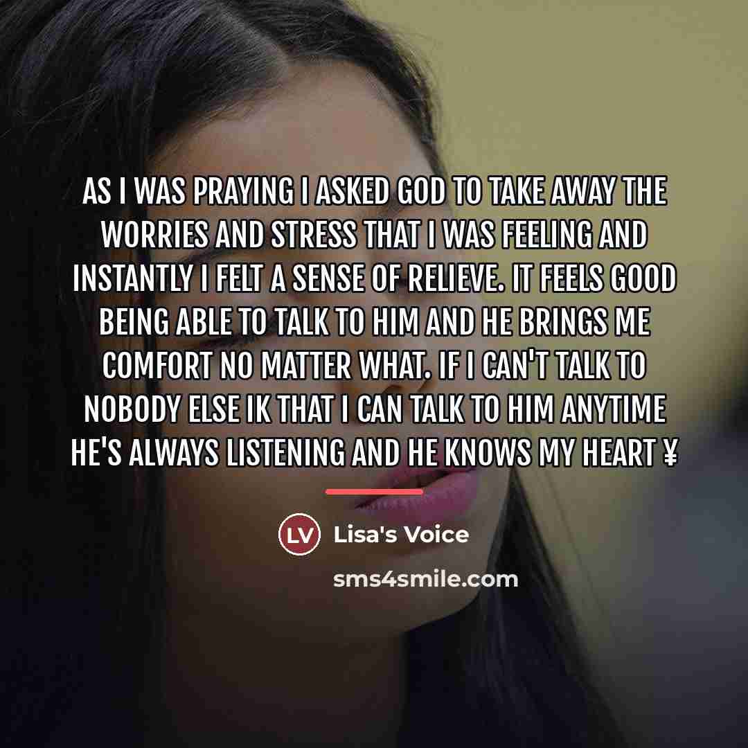 “As I was praying I asked God to take away…” quote by Lisa's Voice