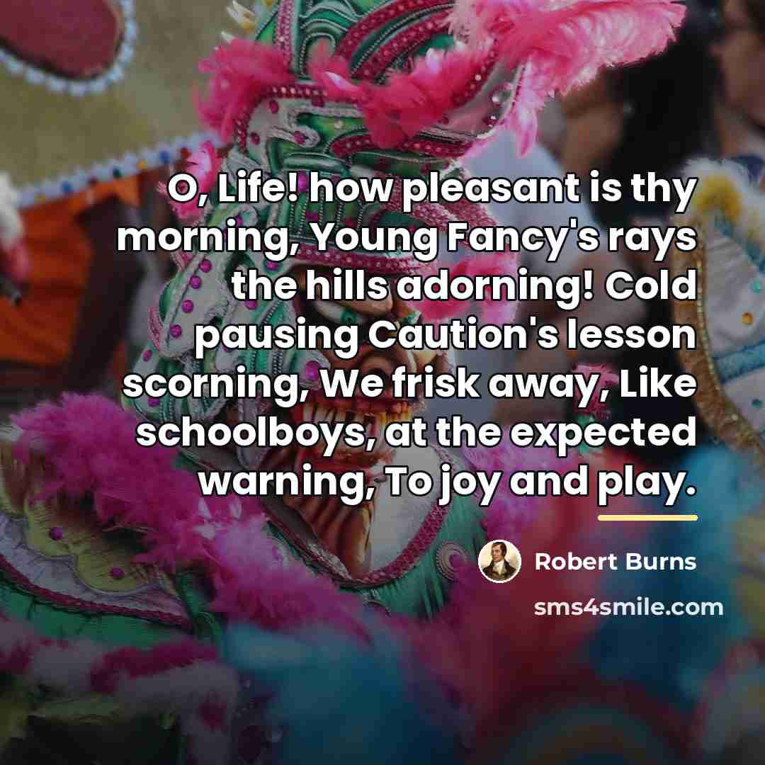 “O, Life! how pleasant is thy morning, Young Fancy's rays…” quote by Robert Burns