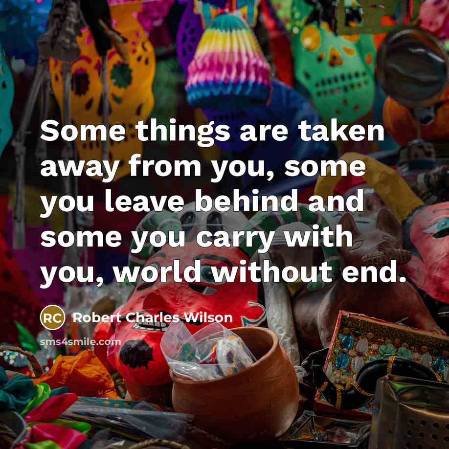 “Some things are taken away from you, some you leave…” quote by Robert Charles Wilson