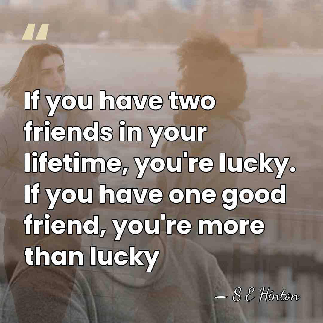If you have two friends in your lifetime, you're lucky. If you&hellip; - S E Hinton