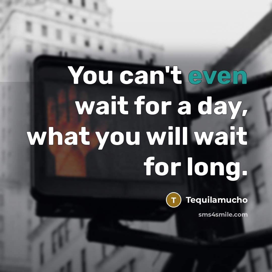 “You can't even wait for a day, what you will…” quote by Tequilamucho