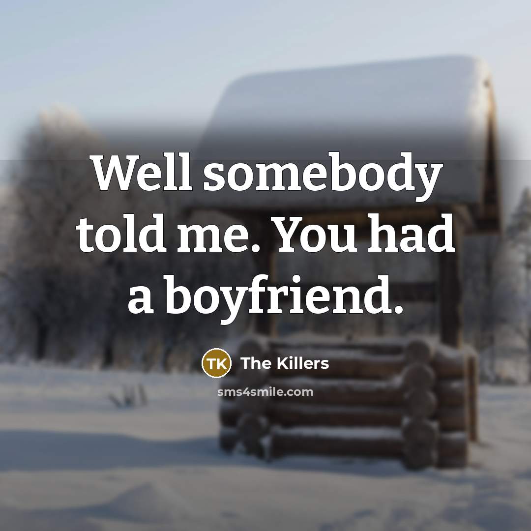 “Well somebody told me. You had a boyfriend.…” quote by The Killers