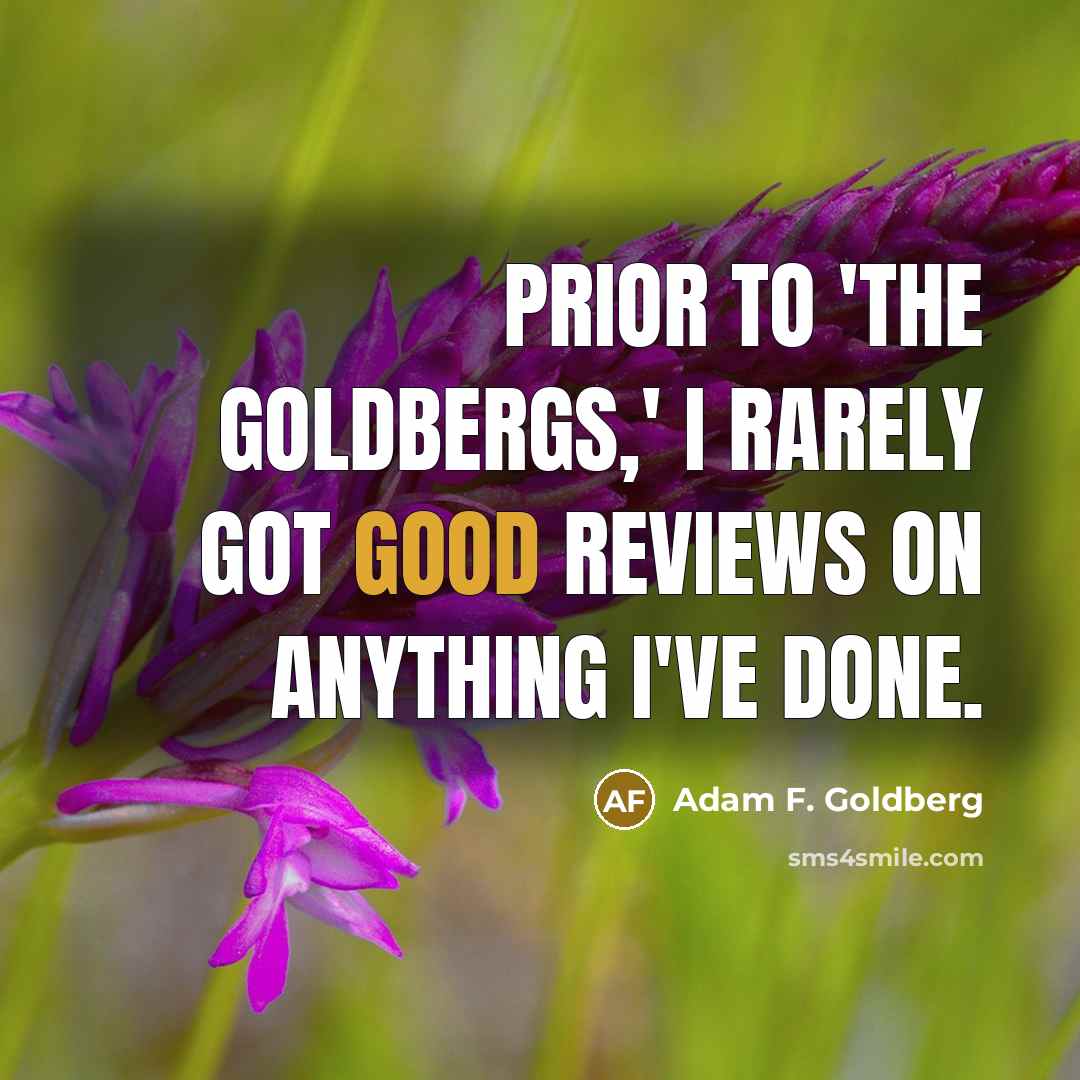 “Prior to 'The Goldbergs,' I rarely got good reviews on…” quote by Adam F. Goldberg