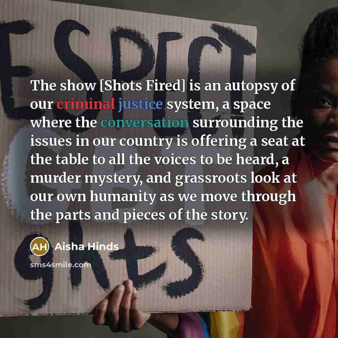 “The show [Shots Fired] is an autopsy of our criminal…” quote by Aisha Hinds