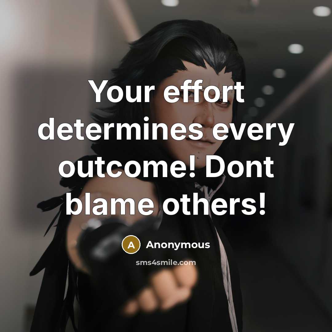 “Your effort determines every outcome! Dont blame others!” quote by Anonymous