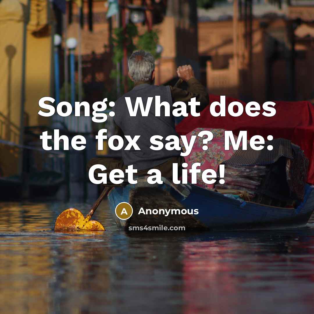 “Song: What does the fox say? Me: Get a life!” quote by Anonymous