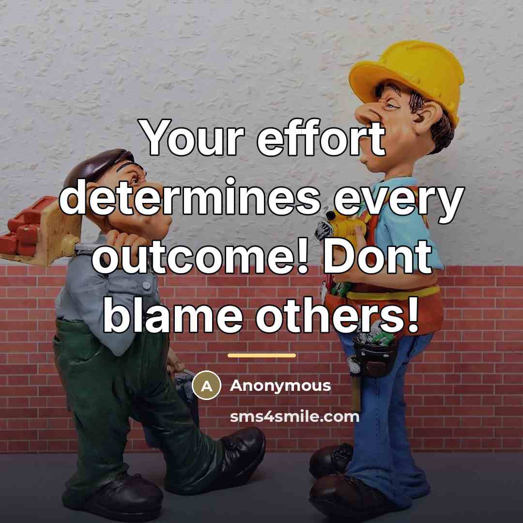 “Your effort determines every outcome! Dont blame others!…” quote by Anonymous