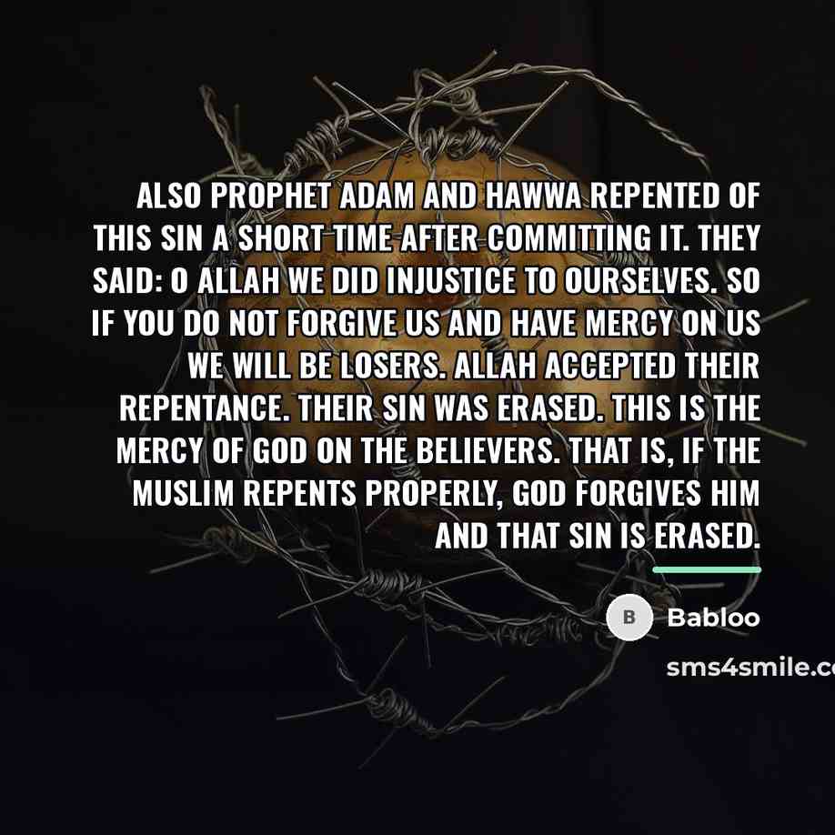 “Also Prophet Adam and Hawwa repented of this sin a…” quote by Babloo