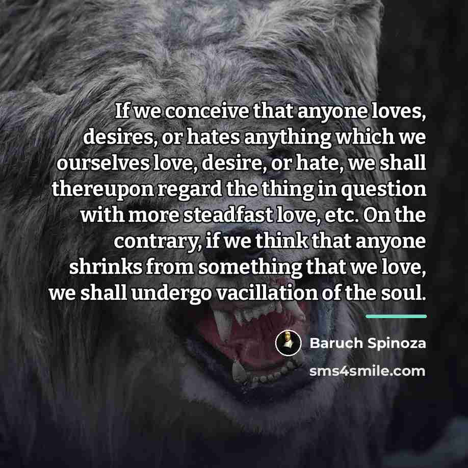 “If we conceive that anyone loves, desires, or hates anything…” quote by Baruch Spinoza