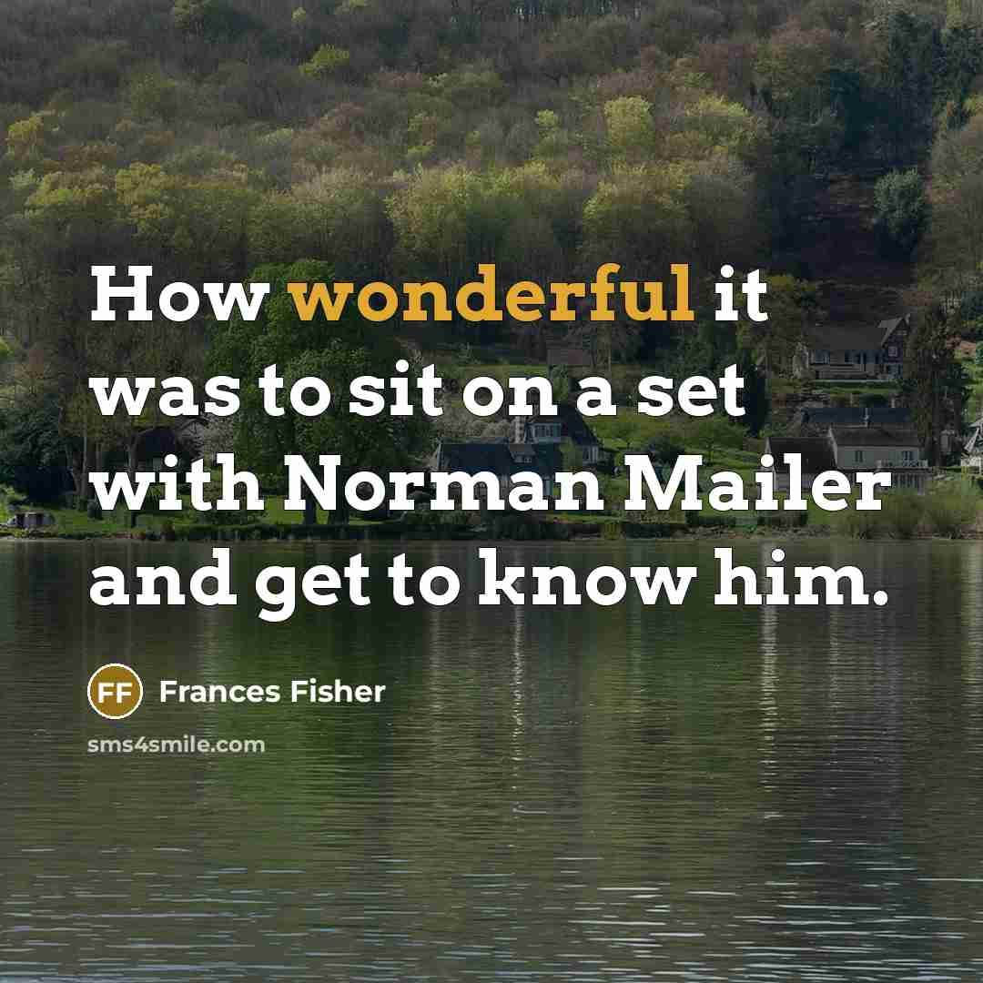 “How wonderful it was to sit on a set with Norman Mailer and get to know him.” quote by Frances Fisher