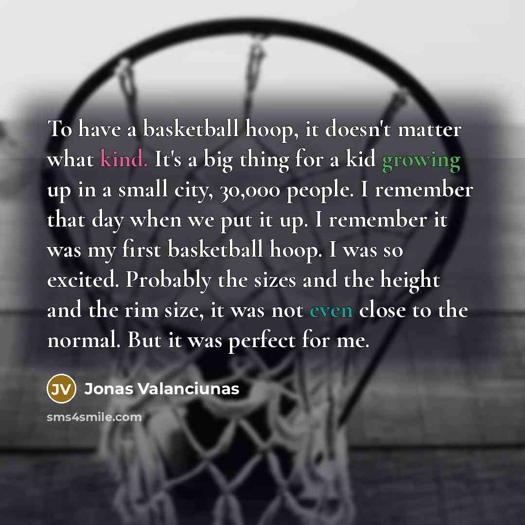 “To have a basketball hoop, it doesn't matter what kind.…” quote by Jonas Valanciunas