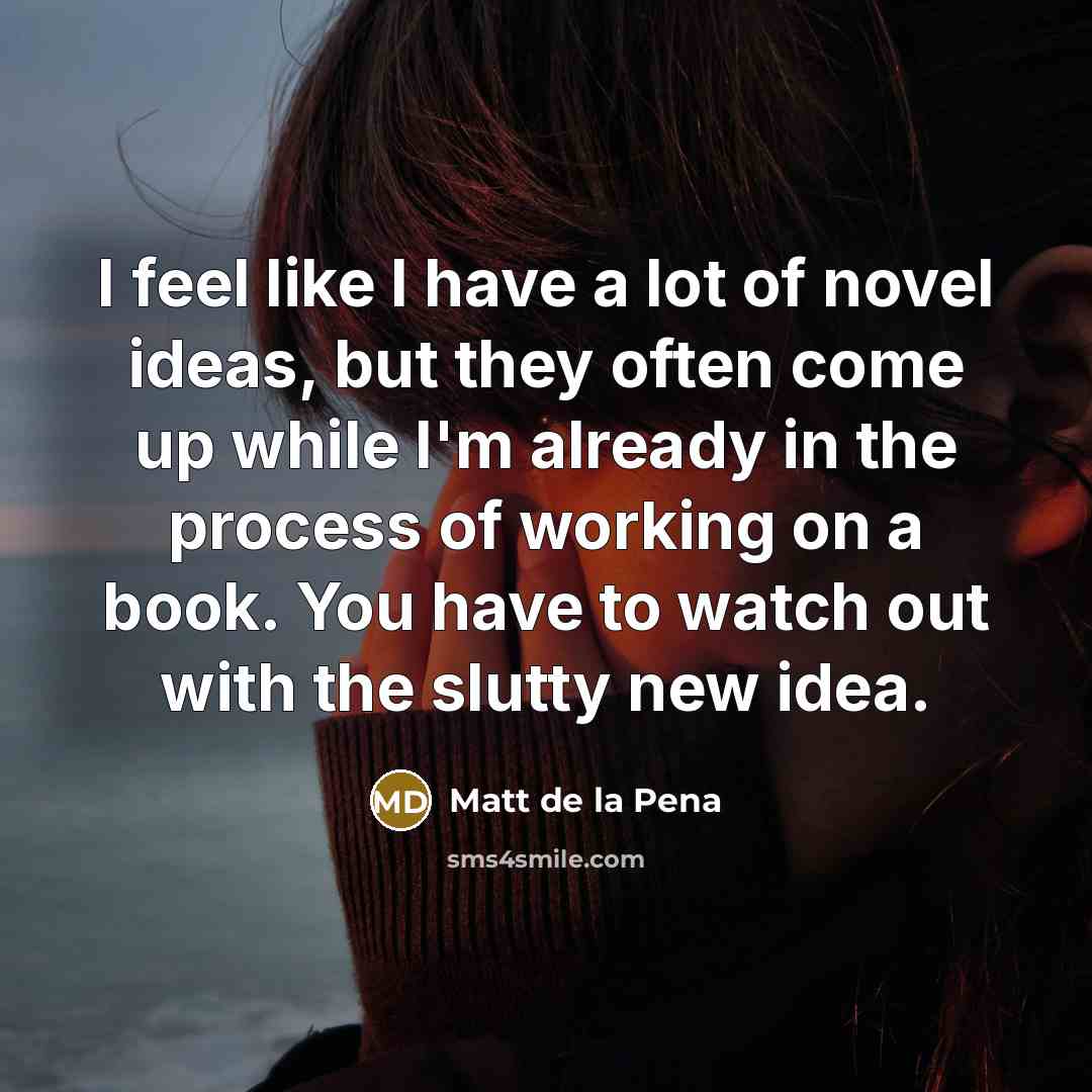“I feel like I have a lot of novel ideas,…” quote by Matt de la Pena