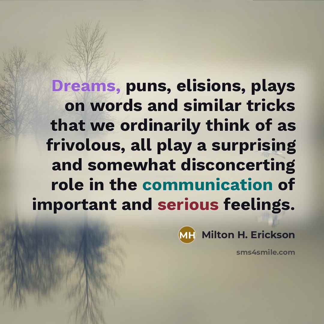 “Dreams, puns, elisions, plays on words and similar tricks that…” quote by Milton H. Erickson