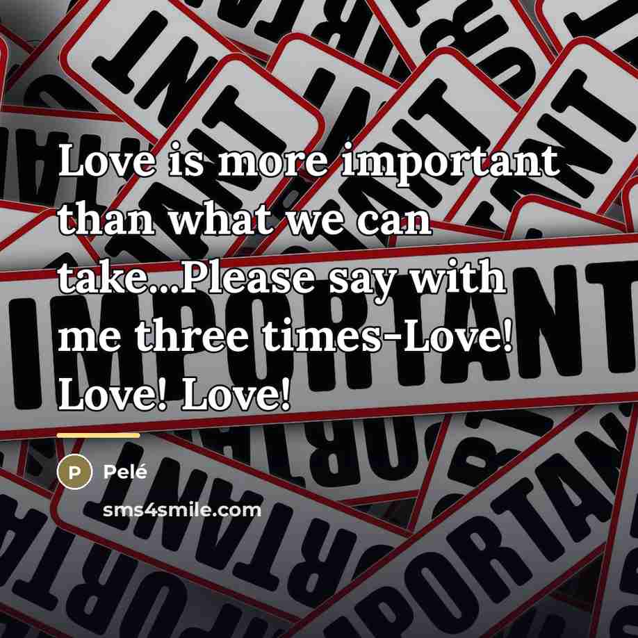 “Love is more important than what we can take...Please say…” quote by Pele